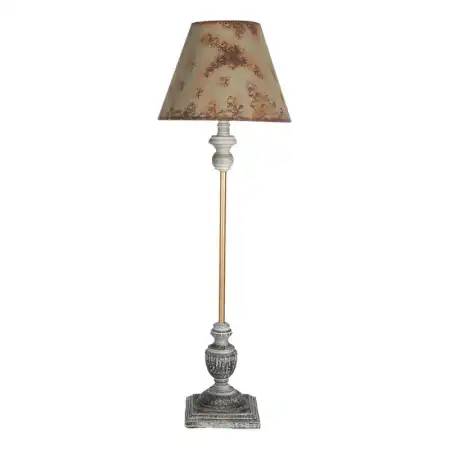 Clayre & Eef Tischlampe Ø 24x72 cm Grün Metall Holz Schreibtischlampe
