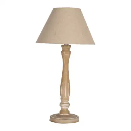 Clayre & Eef Tischlampe Ø 26x50 cm Braun Holz Schreibtischlampe
