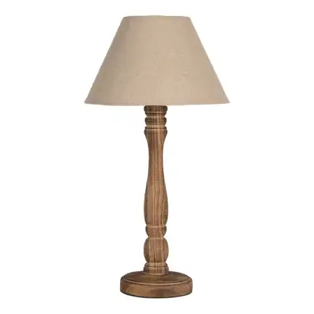 Clayre & Eef Tischlampe Ø 26x50 cm Braun Holz Schreibtischlampe