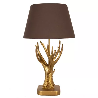 Clayre & Eef Tischlampe Ø 35x59 cm  Goldfarbig Braun Polyresin Schreibtischlampe