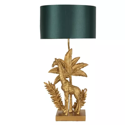 Clayre & Eef Tischlampe Giraffe 33x20x67 cm  Goldfarbig Grün Kunststoff Schreibtischlampe