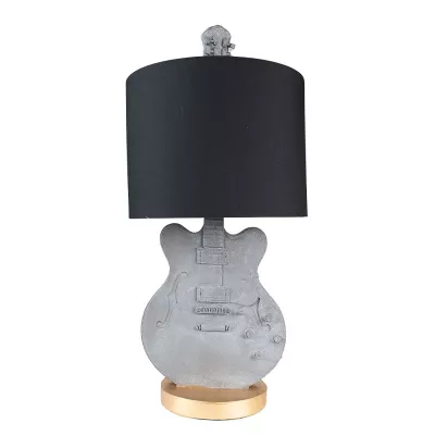 Clayre & Eef Tischlampe Gitarre Ø 30x68 cm Grau Kunststoff