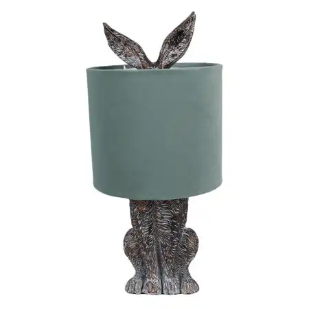 Clayre & Eef Tischlampe Kaninchen Ø 20x43 cm Braun Grün Kunststoff Schreibtischlampe
