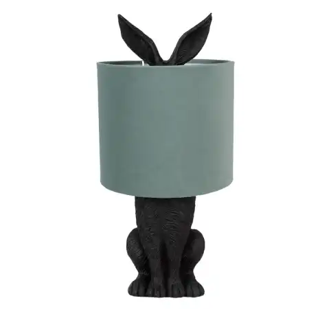 Clayre & Eef Tischlampe Kaninchen Ø 20x43 cm Schwarz Grün Kunststoff