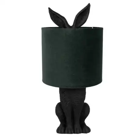 Clayre & Eef Tischlampe Kaninchen Ø 20x43 cm Schwarz Grün Kunststoff