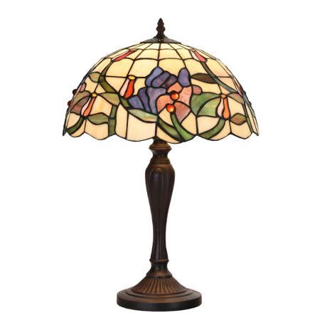 Clayre & Eef Tischlampe Tiffany Ø 35x53 cm Beige Grün Glas Kunststoff