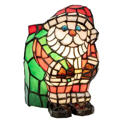 Clayre & Eef Tischlampe Weihnachtsmann 17x11x22 cm Mehrfarbig Glas