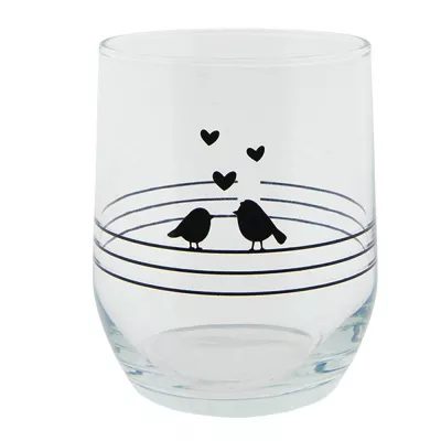 Clayre & Eef Trinkbecher 260 ml Glas Vögel Rund