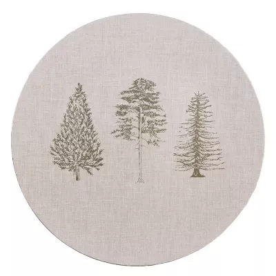 Clayre & Eef Unterteller Ø 33 cm Beige Kunststoff Tannenbäume