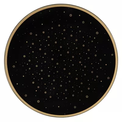 Clayre & Eef Unterteller Ø 33 cm Schwarz Goldfarbig Kunststoff Sterne