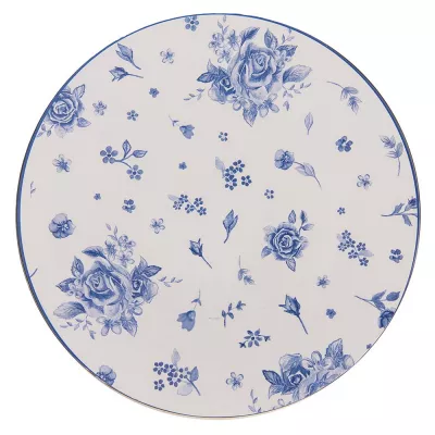 Clayre & Eef Unterteller Ø 33 cm Weiß Blau Kunststoff Rosen