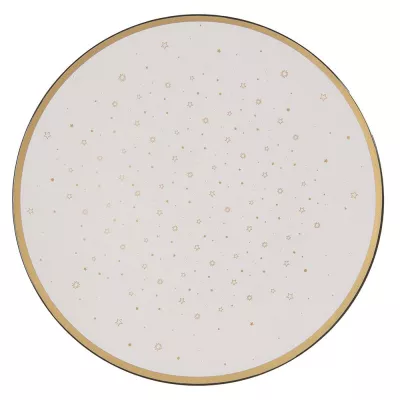 Clayre & Eef Unterteller Ø 33 cm Weiß Goldfarbig Kunststoff Sterne