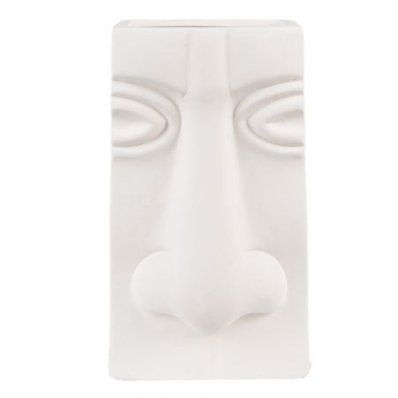 Clayre & Eef Vase Gesicht 15x9x25 cm Weiß