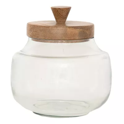 Clayre & Eef Vorratsdose Ø 15x26 cm Glas Holz Vorratsglas