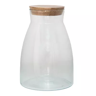 Clayre & Eef Vorratsdose Ø 18x26 cm Glas Holz Vorratsglas