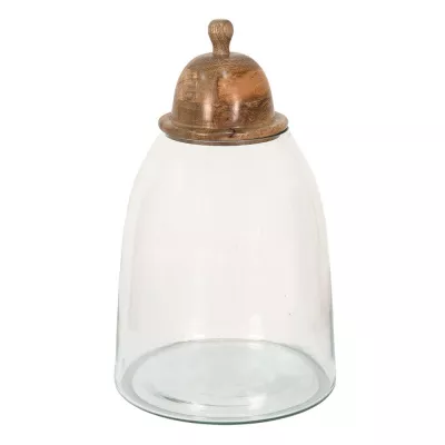 Clayre & Eef Vorratsdose Ø 23x38 cm Glas Holz Vorratsglas