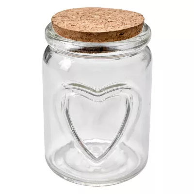Clayre & Eef Vorratsglas Ø 7x10 cm Transparant Glas Herzen Vorratsdose