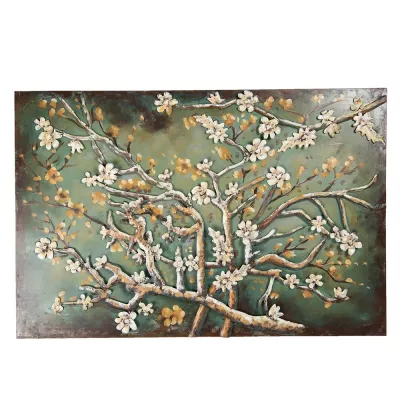 Clayre & Eef Wanddeko 120x80 cm Grün Beige Metall Rechteckig Wanddekoration