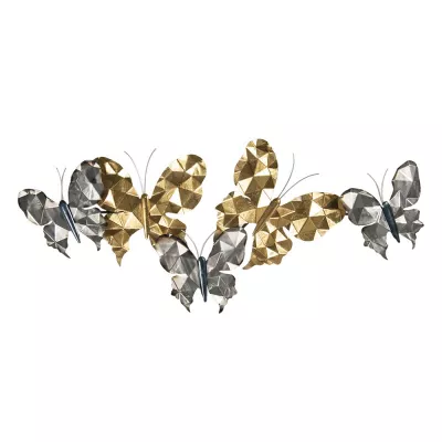 Clayre & Eef Wanddeko 124x6x51 cm Mehrfarbig Metall Schmetterlinge Rechteckig Wand deko