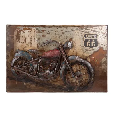 Clayre & Eef Wanddeko 60x4x40 cm Braun Metall Motorrad Rechteckig Wanddekoration