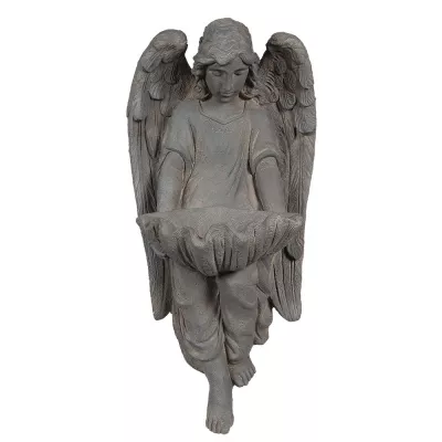 Clayre & Eef Wanddeko Engel 26x36x78 cm Grau Keramik Rechteckig Wand deko