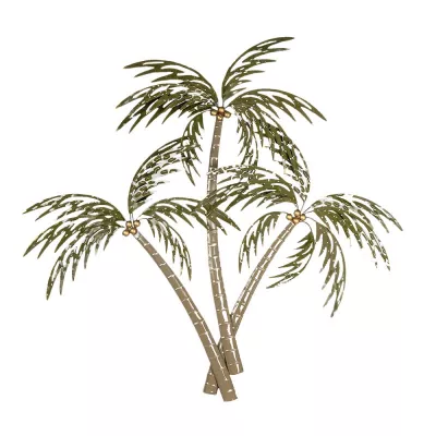 Clayre & Eef Wanddeko Palme 90x100 cm Grün Braun Metall Palmen Rechteckig