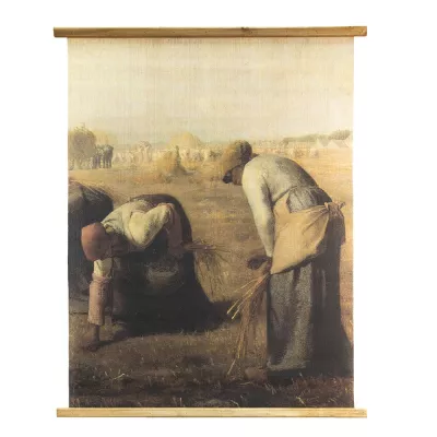 Clayre & Eef Wanddekoration 80x100 cm Braun Beige Holz Textil Bauernhof Rechteckig Wandobjekt