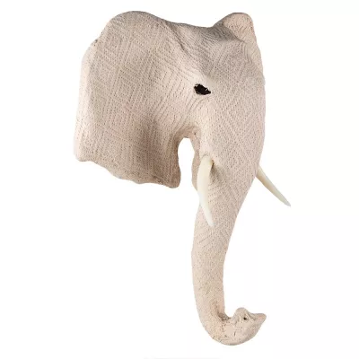 Clayre & Eef Wanddekoration Elefant 47 cm Beige Papier Metall Wohnaccessoires