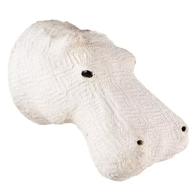 Clayre & Eef Wanddekoration Nilpferd 21 cm Beige Papier Metall Wohnaccessoires
