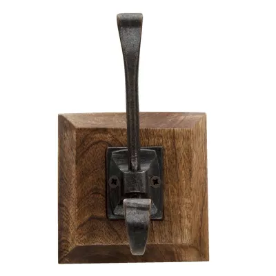 Clayre & Eef Wandhaken 10x11x16 cm Braun Holz Metall