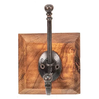 Clayre &amp; Eef Wandhaken 10x17x10 Braun Holz Metall