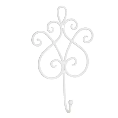 Clayre & Eef Wandhaken 15x5x22 cm Weiß Metall Garderobe Gadarobe