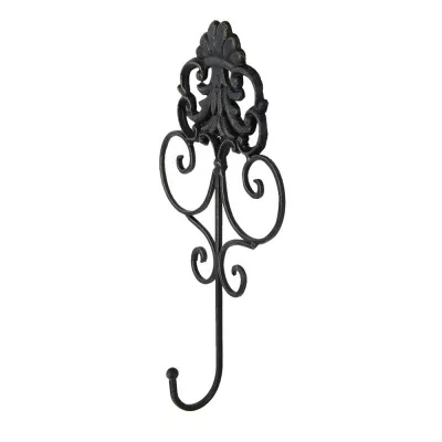 Clayre & Eef Wandhaken 17x5x31 cm Schwarz Metall Mantelhaken