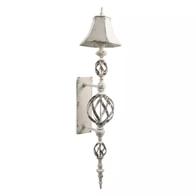Clayre & Eef Wandlampe 30x32x122 cm  Weiß Holz Metall Wandleuchte