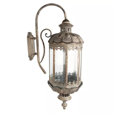 Clayre & Eef Wandleuchte 29x23x65 cm Kupferfarbig Eisen Glas Wandlampe