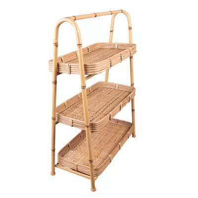 Clayre & Eef Wandregal 50x23x70 cm Braun Rattan Metall Rechteckig