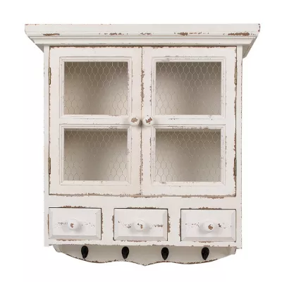 Clayre & Eef Wandregal 56x23x61 cm Weiß Holzprodukt Aufbewahrungsschrank