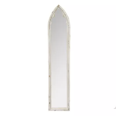 Clayre & Eef Wandspiegel 30x154 cm Weiß Braun Holz Spiegel Groß Schminkspiegel