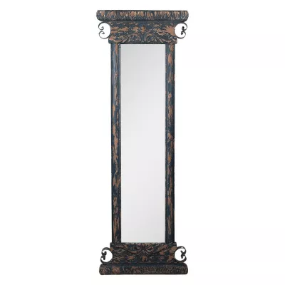 Clayre & Eef Wandspiegel 45x131 cm Blau Braun Holz Spiegel Groß Schminkspiegel
