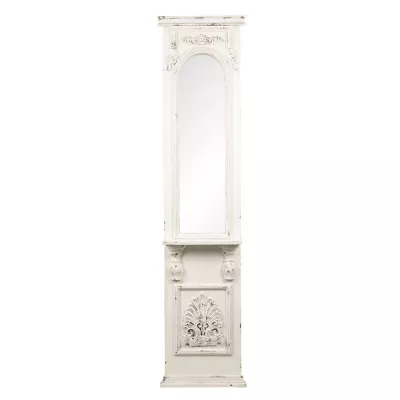Clayre & Eef Wandspiegel 46x194 cm Weiß Holz Rechteckig Spiegel Groß Schminkspiegel