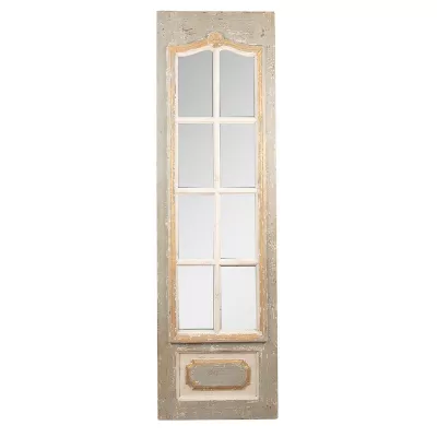 Clayre & Eef Wandspiegel 50x172 cm Beige Grau Holz Glas Rechteckig Spiegel Groß Schminkspiegel