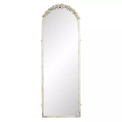 Clayre & Eef Wandspiegel 55x160 cm Weiß Metall Rechteckig Spiegel Groß Schminkspiegel
