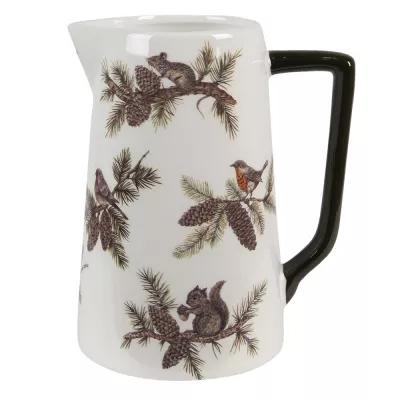 Clayre & Eef Wasserkanne 850 ml Weiß Braun Porzellan Herbst Rund Deko Accessoires