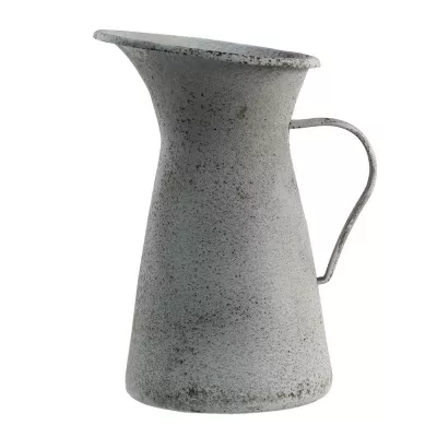 Clayre & Eef Wasserkrug 15x15x27 cm Grau Weiß Metall Wasserkanne Deko Accessoires