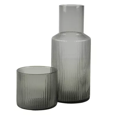 Clayre & Eef Wasserkrug 450 ml Grau Glas Rund