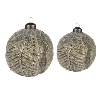 Clayre & Eef Weihnachtsbaum deko 2er-Set Ø 10 / Ø 8 cm Grün Glas