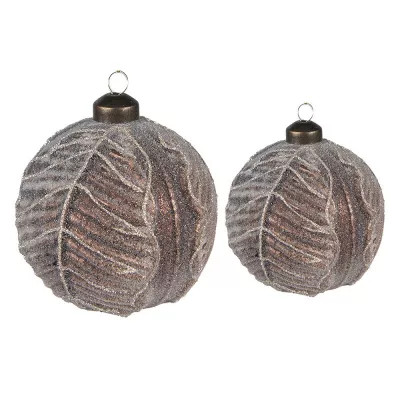 Clayre & Eef Weihnachtsbaum deko 2er-Set Ø 10 / Ø 8 cm Braun Glas