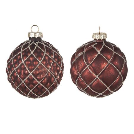 Clayre & Eef Weihnachtsbaum deko 2er-Set Ø 8 cm Rot Glas