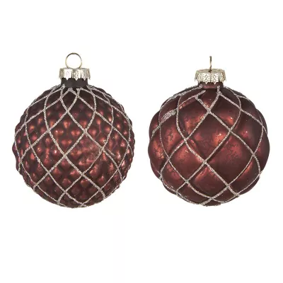 Clayre & Eef Weihnachtsbaum deko 2er-Set Ø 8 cm Rot Glas