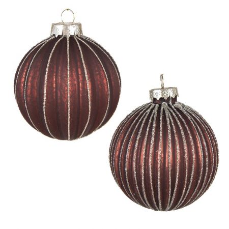 Clayre & Eef Weihnachtsbaum deko 2er-Set Ø 8 cm Rot Glas